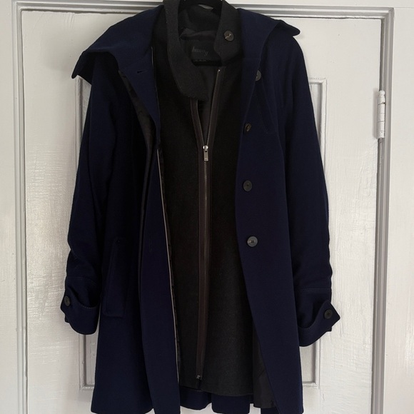 Classic Navy Pea Coat with Charcoal Zip Interior - Picture 1 of 16